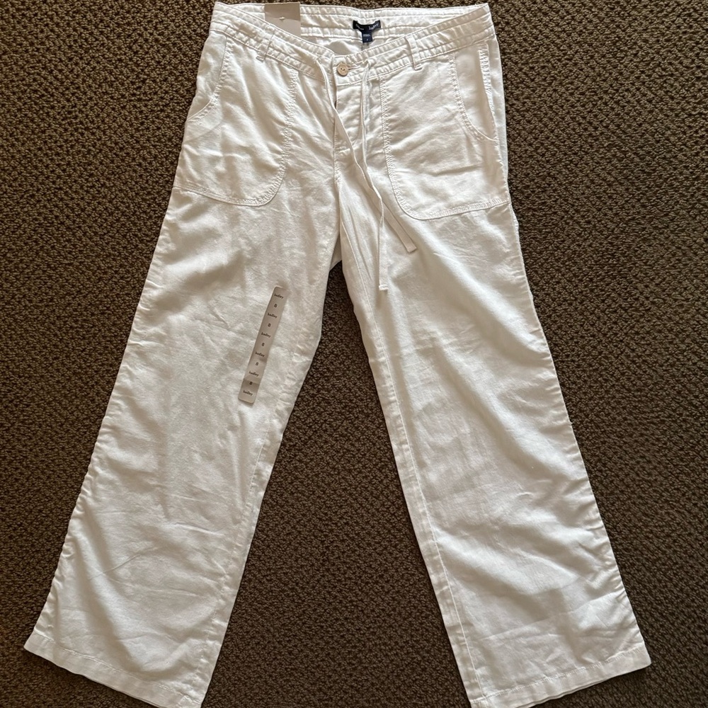 GAP Wide Leg Pants - White Linen Size 8